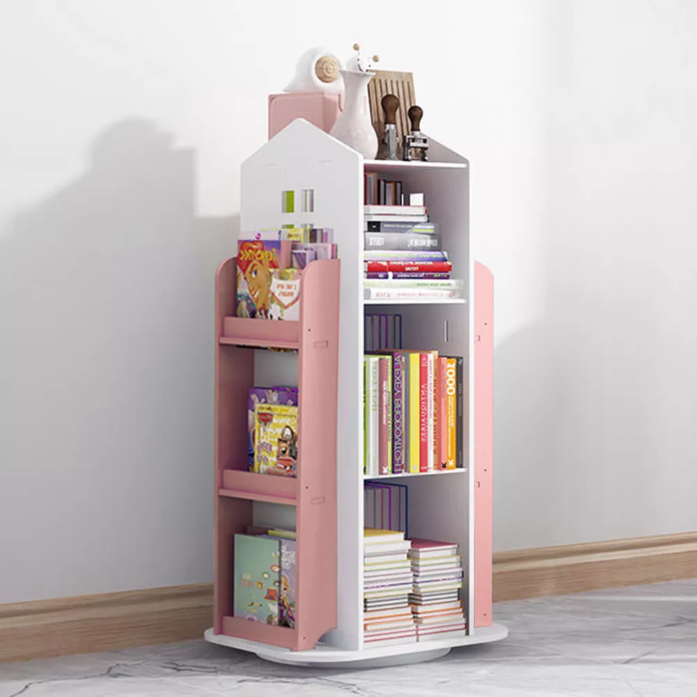 Kids Bookcase Children s Rotating Bookshelf 4 Tier Shelves Stand