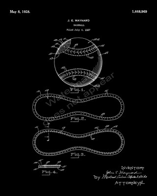 1928 Baseball Base Ball Patent Print - Black