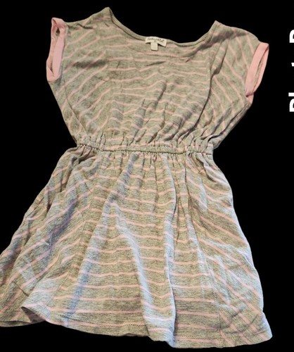 Splendid Brand Sz 4T Little Girl's Striped Dress Pink And Grey Elasticized Waist - Picture 8 of 9