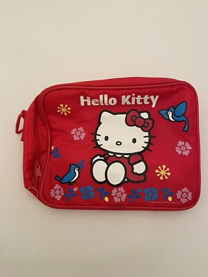 Hello Kitty Rot Mittagessen Schultertasche Box Tragegurt Griff Neu Vintage Selten BN