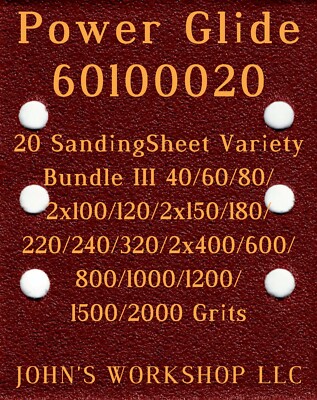 Power Glide 60100020 - 17 Different Grits - 20 Sheet Variety Bundle III