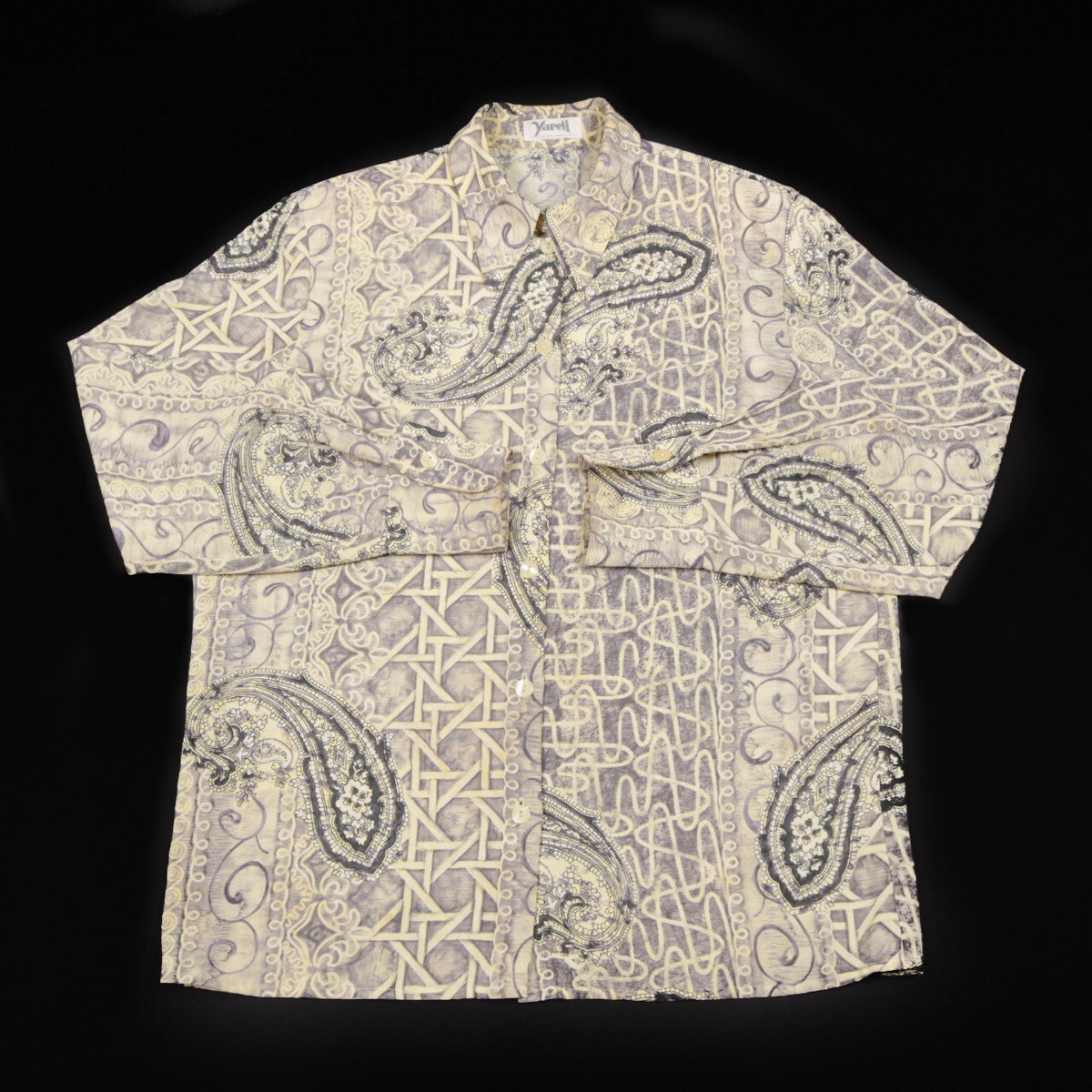 Vintage YARELL Paisley Pattern Shirt Size 14 Retro Party Graphic 