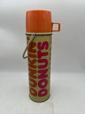 Vintage 1980's Dunkin Donuts 24oz Metal Thermos w/Glass Liner USA MADE 