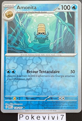 Pokemon Karte AMONITA 138/165 REVERSE EV3.5 MEW 151 FR NEU