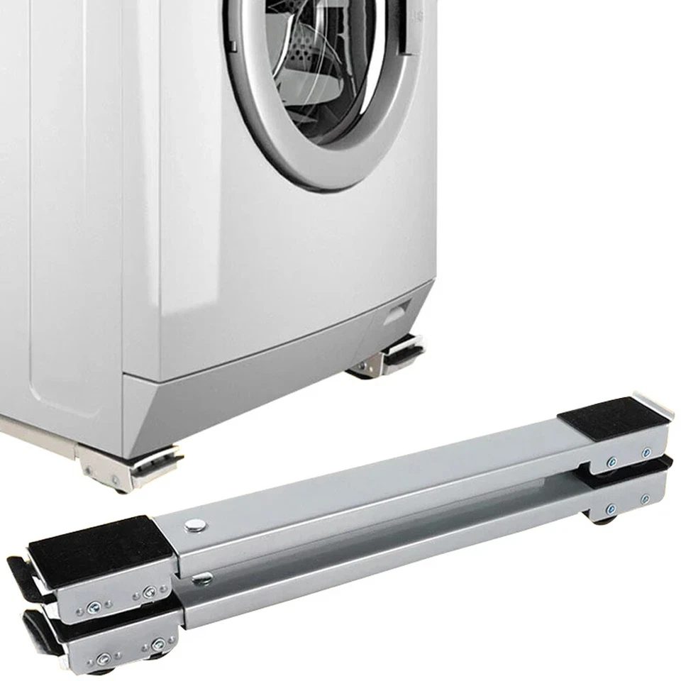 Kit 2 Barre per Base Lavatrice con Ruote, Freno, Regolabili 45 a 70 cm Acciaio S - Immagine 2 di 4