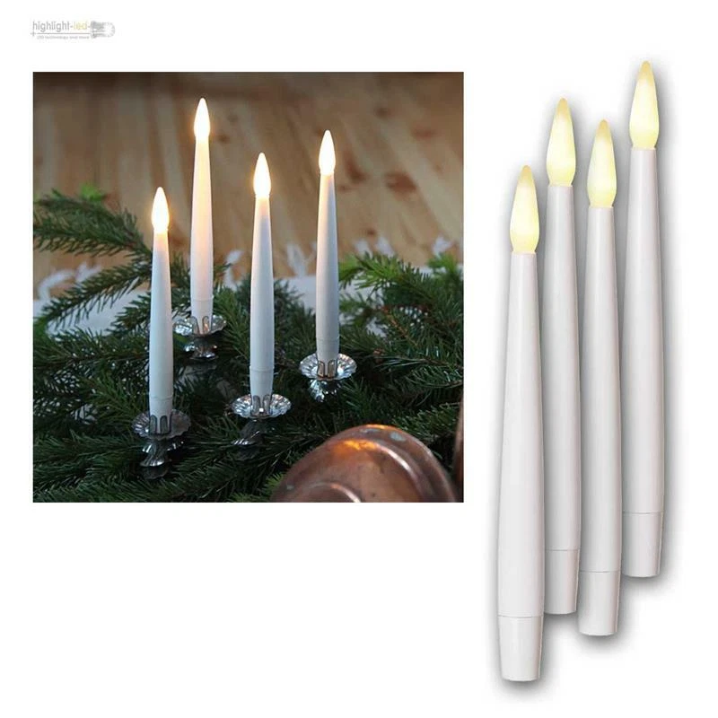4er Set TruGlow® LED Kerzen Echtwachs - 6-Std.-Timer