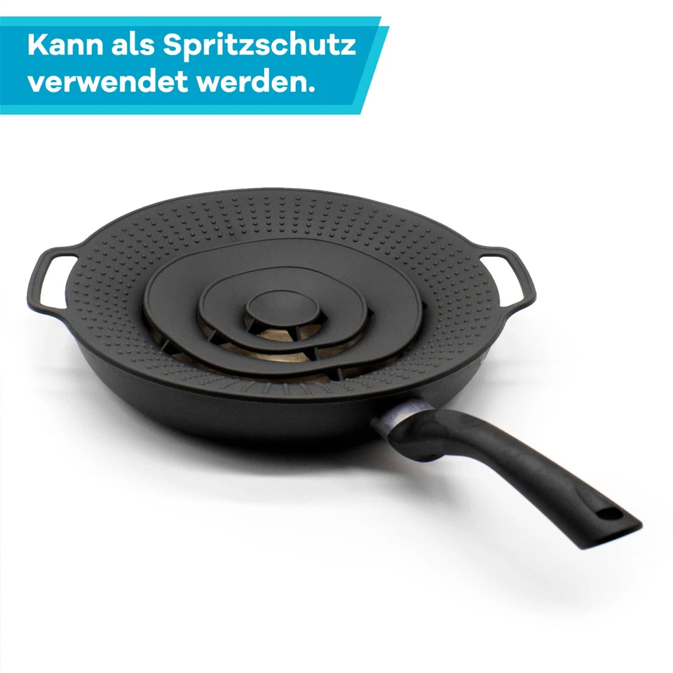 Überkochschutz Spritzschutz Pfanne Pfannen Silikon Überlaufschutz Topfdeckel - Bild 4 von 4