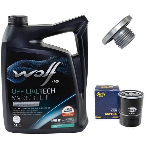 MotoröL Set 5W30 5 Liter + ÖLfilter + ÖLablassschraube FüR Chevrolet Aveo 1.4-image