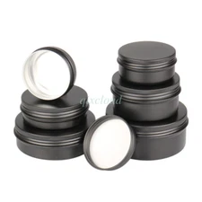 30/50/80/100/150ml Black Empty Aluminium Cosmetic Candle Pot Jars Tin Containers
