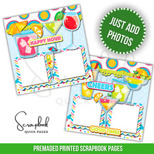 Happy Hour Scrapbook Pages Girl Night PRINTED Premade Scrapbook Quick Pages 125