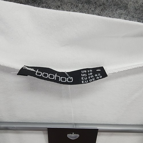 Boohoo Bodysuit Womens US Size 10 White Wrap Chiffon Split Sleeve - Picture 3 of 5