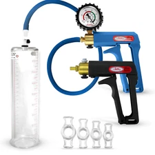 LeLuv Maxi Penis Pump Blue/Purple + Premium Silicone Hose & 4 Constriction Rings
