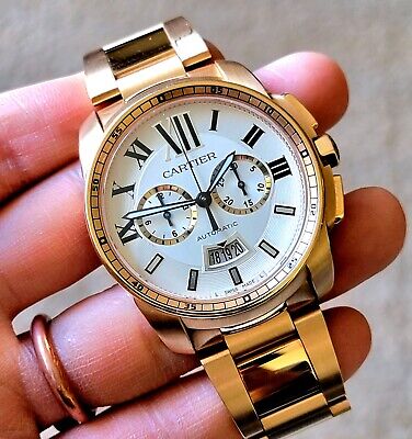 Cartier Calibre de Cartier Chronograph 18k Pink Gold Mens Cartier Calibre de Cartier Chronograph 18k Pink Gold Mens