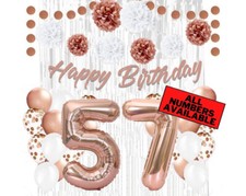 Rose Gold 57th Birthday Decorations for Girls - 40" Number Balloons More