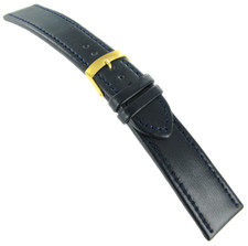 24mm Morellato Dark Navy Blue Leather Padded  Stitched Watch Band 1718 X-Long