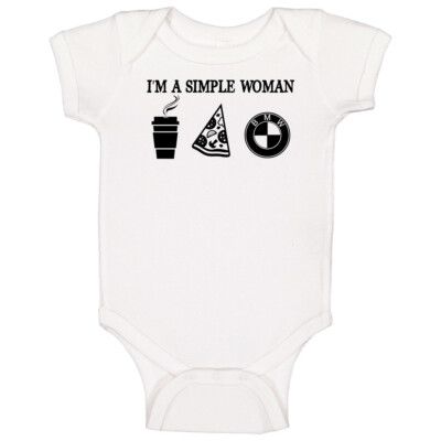 Bmw Simple Woman Coffee Pizza Car Logo Driving Fan Baby One Piece