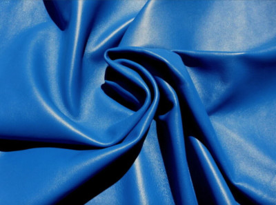 Lambskin leather hide Large Bright Electric Blue full bodied smooth finish