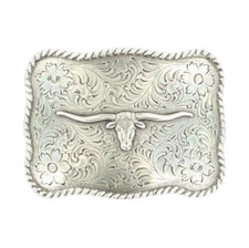 Nocona Mens Longhorn Rectangle Belt Buckle 37228