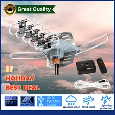 BEST 360 Rotor HDTV 1080P Outdoor Amplified Digital Antenna UHF VHF FM 150 Mile
