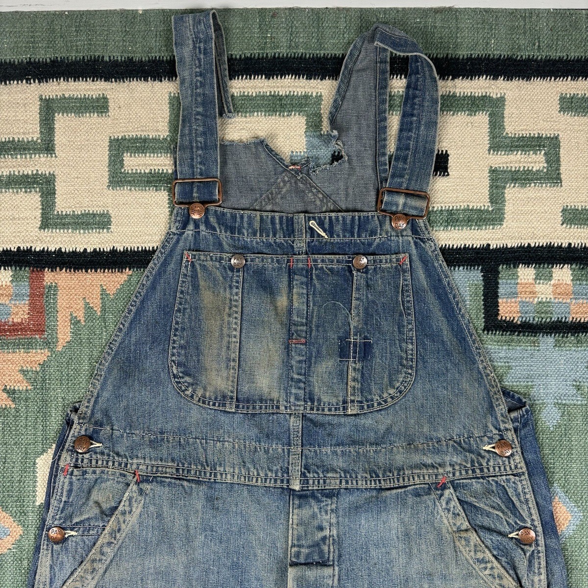 Vintage Pay Day Square Bak Overalls Bib Denim Union Made Vintage Pay Day Square Bak Overalls Bib Denim Union Made
