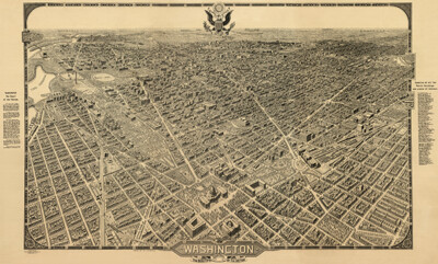 Washington, District of Columbia - 1922 - Aerial Bird's Eye View Map Poster