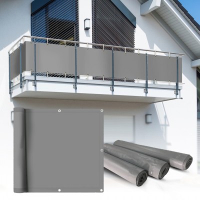 PVC Balkon Sichtschutz Sichtschutzfolie grau 6x0,9m Balkonabdeckung eBay