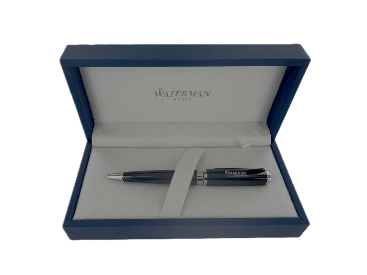 Waterman Exception Slim Black with Silver Trim Ballpoint Pen