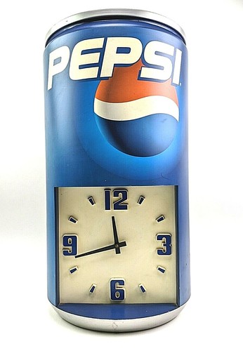 Vintage Pepsi Cola Plastic Soda Can Wall Clock Advertising Store Display 13x23