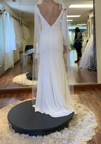 Christina Wu 22964 Wedding Dress 10 Ivory Long Sleeve Chic Plunging V - Picture 6 of 7