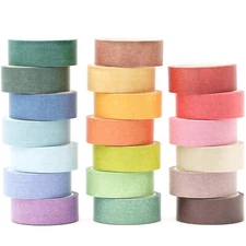 20 Rolls Solid Colors Washi Tape Set Pastel Masking Rainbow Decorative Tape