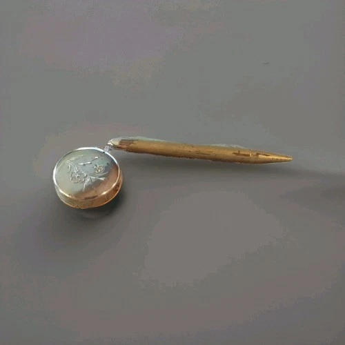 Vintage Retractable Mechanical Lead Pencil Floral Brooch Pin Costume Jewelry