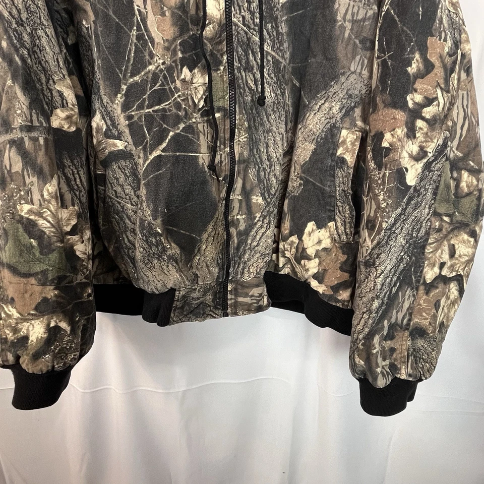 VTG Ozark Trail Hunting Jacket Men's XL Mossy Oak Camo Fleece Poly Lined Cuffed - Image 4 of 4