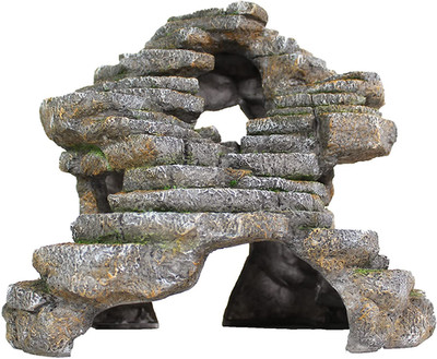 Reptology Shale Scape Step Ledge & Cave Hideout - Durable Resin Reptile Platform
