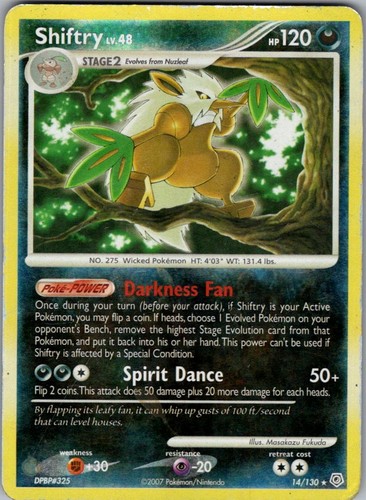 Shiftry 14/130 Holo Rare Diamond & Pearl Pokemon Moderately Played