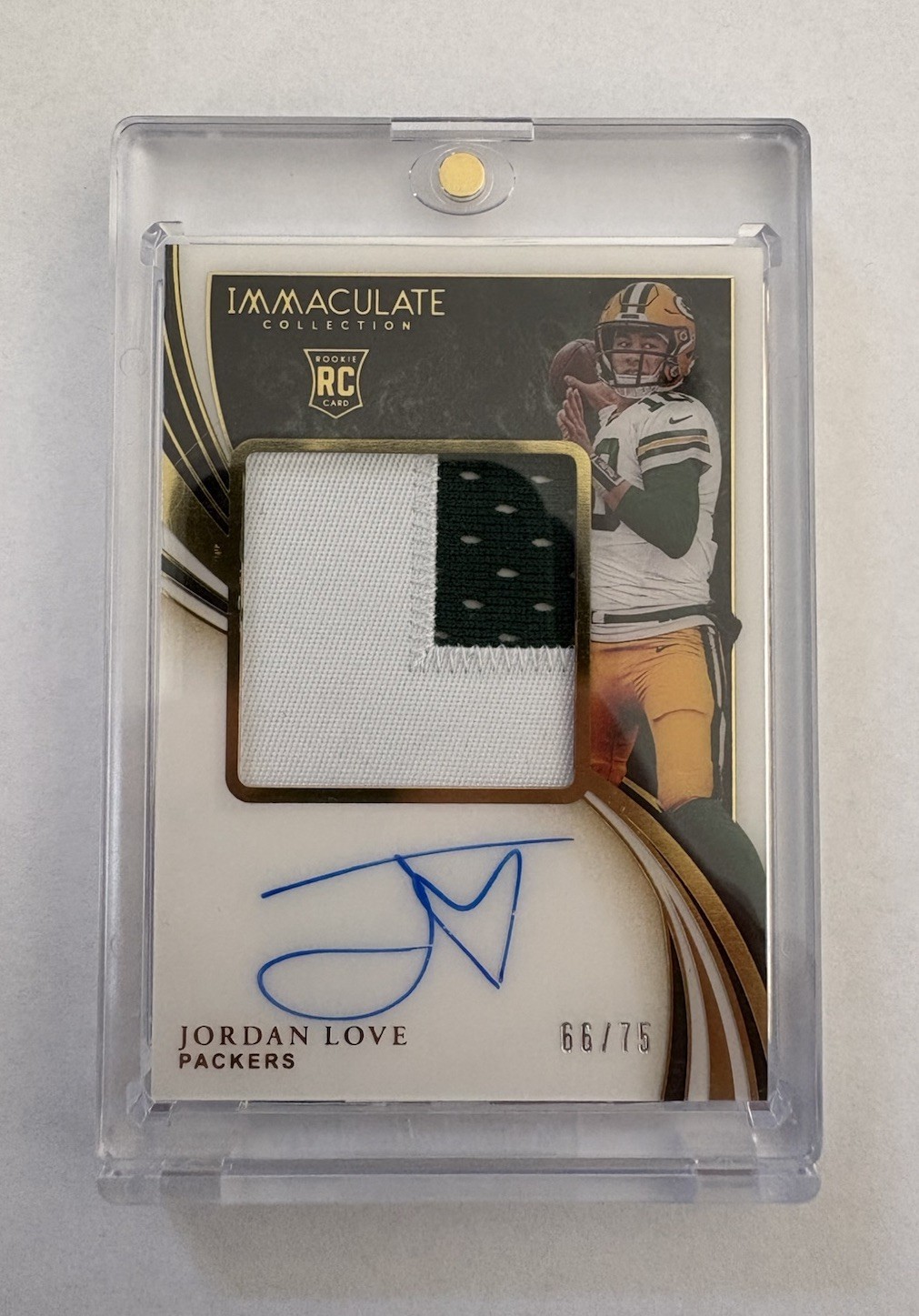 2020 Panini Immaculate Collection Jordan Love Premium Patch Auto RPA RC Auto /75 view 1
