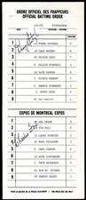 Danny Murtaugh Charlie Fox PSA DNA Signed 1976 Pirates Expos Lineup Card Auto