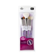 Soft Grip 5pc Assorted Hair Texture Paint Brush Set, Includes - Deerfoot, Com...