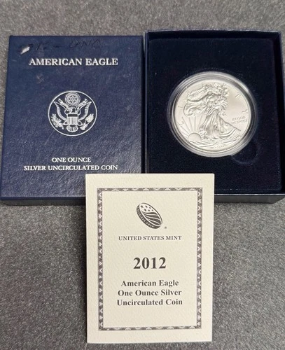 2012-W GEM BU American Silver Eagle Dollar w/ Box + COA, $1 U.S. .999 ASE 1 oz