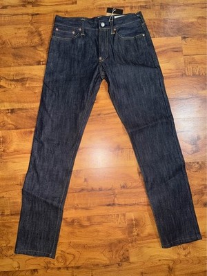 Evisu Ecru Seagull Print Taper Fit Jeans #2017 Raw Selvedge 30x34 NWT