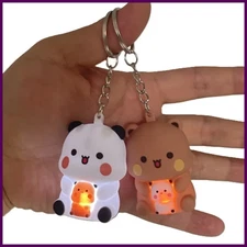 Bubu Dudu Say I Love You Voice Toys Keychain Yier Panda Bear Glowing Anime