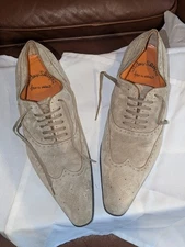 Santoni Fatte a Mano Beige Suede Derby Shoes- Size 9UK/ 10US