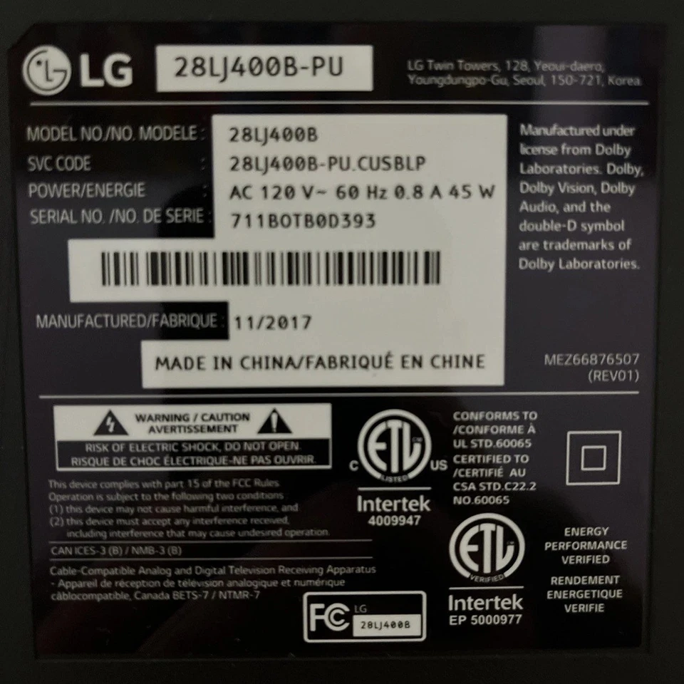 28" LG Flatscreen LED TV 28Lj400b (with remote) - Image 3 of 4