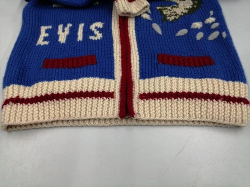 EVISU Black Bass Lure Pattern Cowichan Sweater Size 40 Vintage Knit image 6