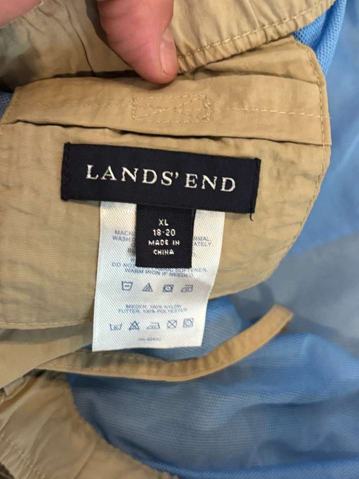 Pantalones Cortos Lands End Para Mujer XL 18-20 Beige Malla Forrados Nylon Cinturón Senderismo Natación Foto 2 de 4