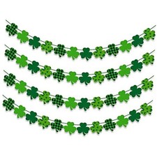 4PCS Felt Shamrock Clover Garland Banner - NO DIY, St. Patrick's Day 4PCS Felt Shamrock Clover Garland Banner - NO DIY, St. Patrick's Day - Image 1