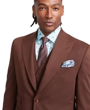 Tayion Mens Classic fit Suit Jacket Blazer 40 R Brown Solid