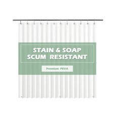 White Shower Curtain Liner 72x72, PEVA Waterproof Bath Curtain, No Chemical S...