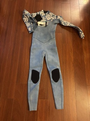 Billabong Girls 3/2 Salty Dayz  Chest Zip Wetsuit Blue Floral Youth 8 NWT