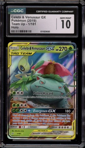 Pokemon Celebi & Venusaur GX Team Up Holo Ultra Rare #1 CGC 10 Gem Mint