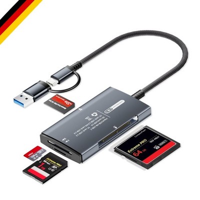 SD Kartenlesegerät 4-in-1 USB A USB-C Micro SD SDXC CF Kartenadapter